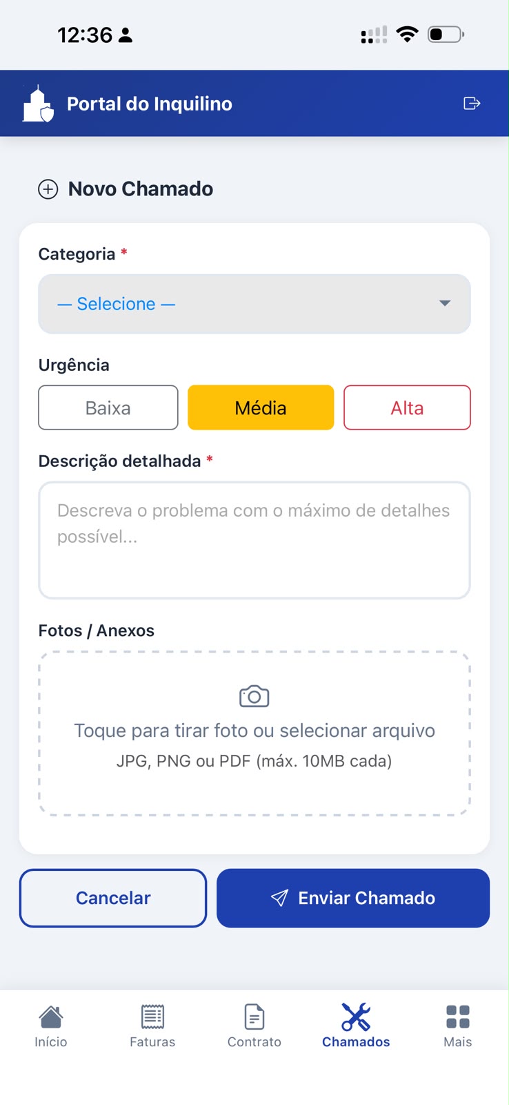 Novo chamado